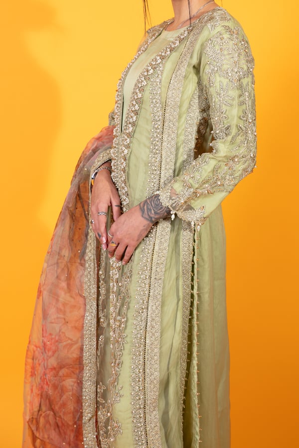 Crimson inspired 3 piece embroidered plazo suit - Image 3