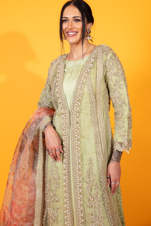 Crimson inspired 3 piece embroidered plazo suit - Image 4