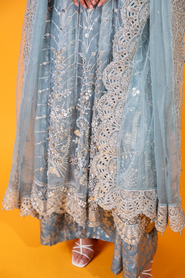 Maria b inspired 3 piece peplum embroidered dress - Image 12