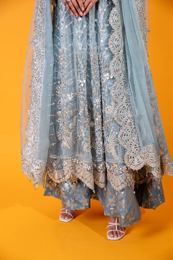 Maria b inspired 3 piece peplum embroidered dress - Image 9