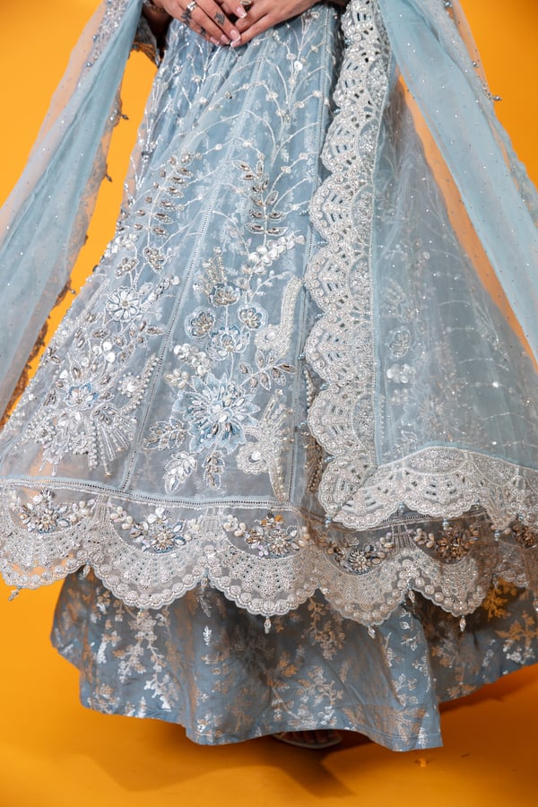 Maria b inspired 3 piece peplum embroidered dress - Image 10