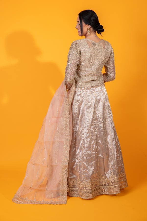 Qalamkar 3 piece embroidered lengha choli - Image 2