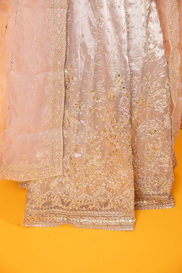 Qalamkar 3 piece embroidered lengha choli - Image 10
