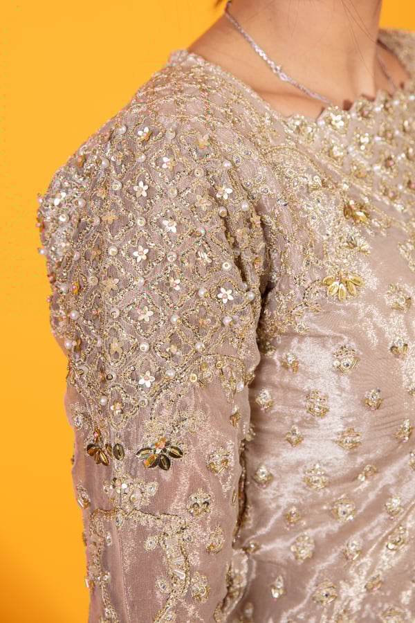 Qalamkar 3 piece embroidered lengha choli - Image 9