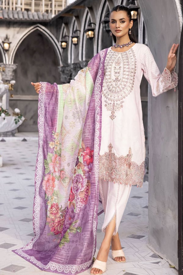 Zara Jacquard Eid collection 3 piece embroidered tulip suit