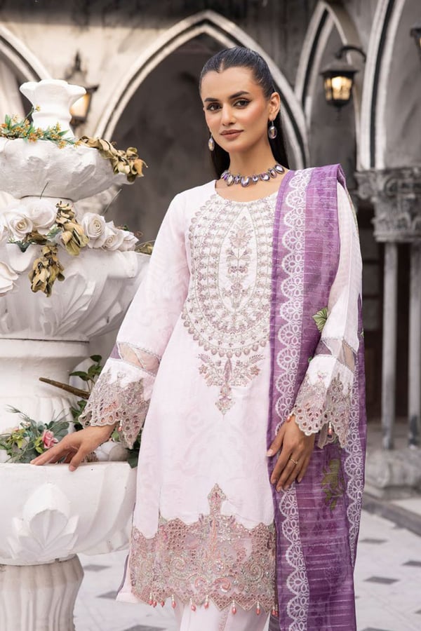 Zara Jacquard Eid collection 3 piece embroidered tulip suit - Image 3