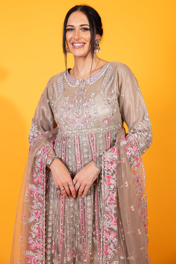 Shiffonz pearl embroidered long dress -