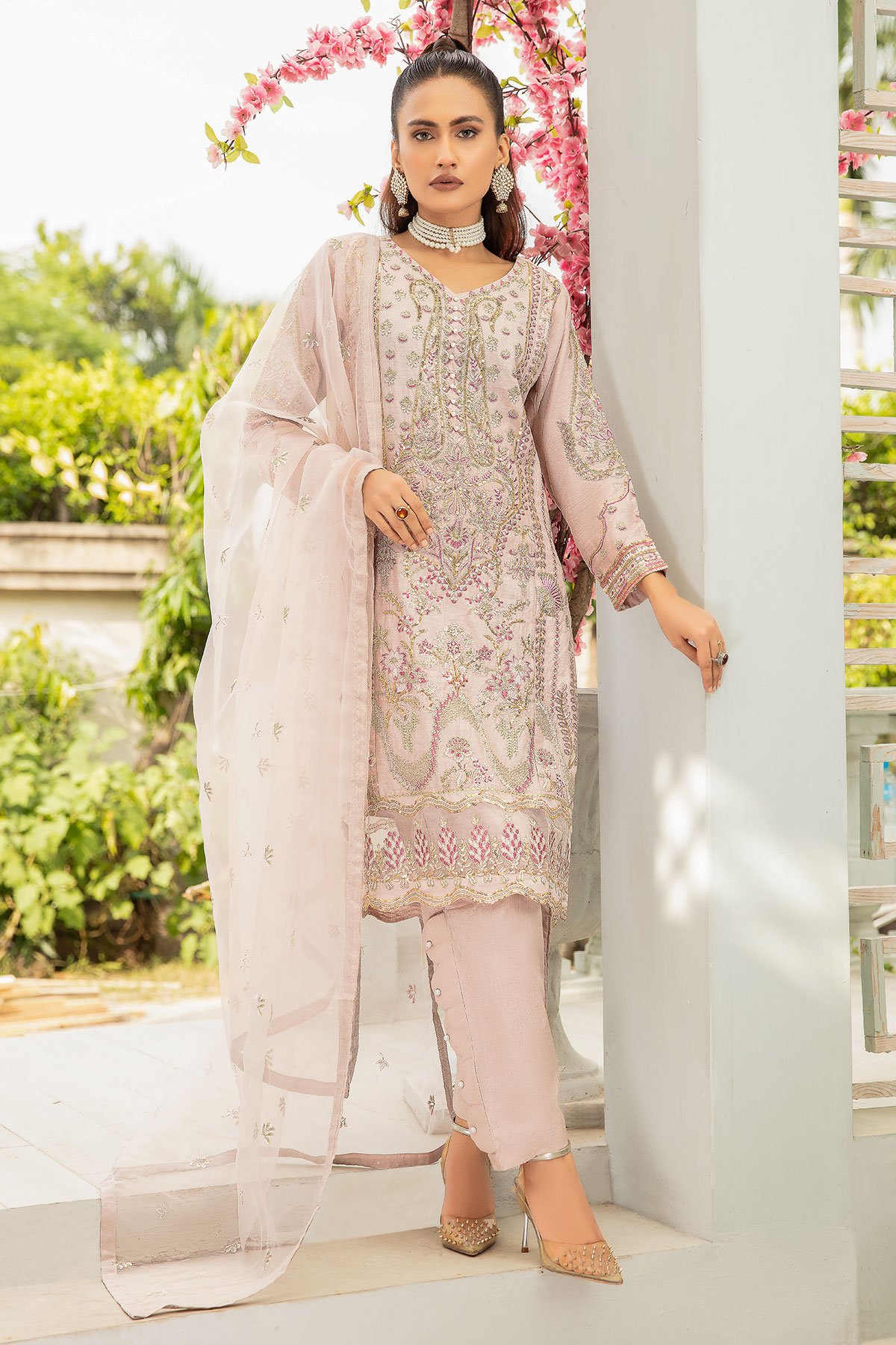 Eid with shiffonz 3 piece festive embroidered suit