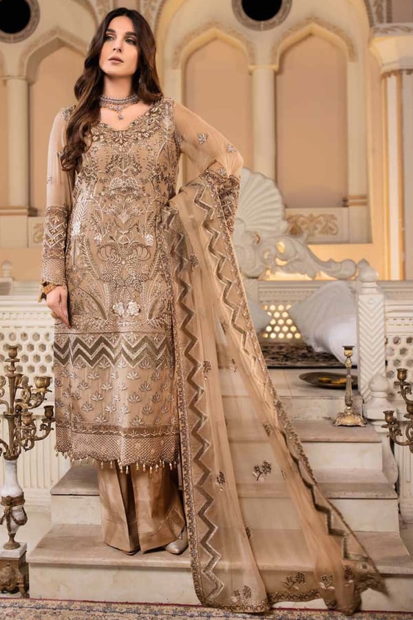 Dastaan by Shiffonz 3 piece golden glamour suit