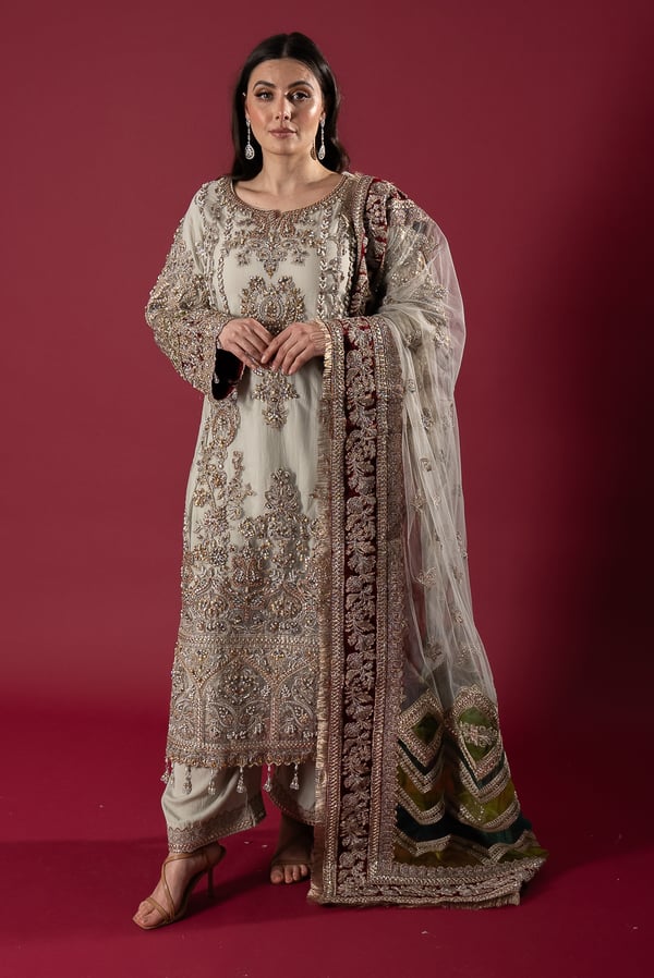 Imrozia embroidered 3 piece suit - Mint, Small