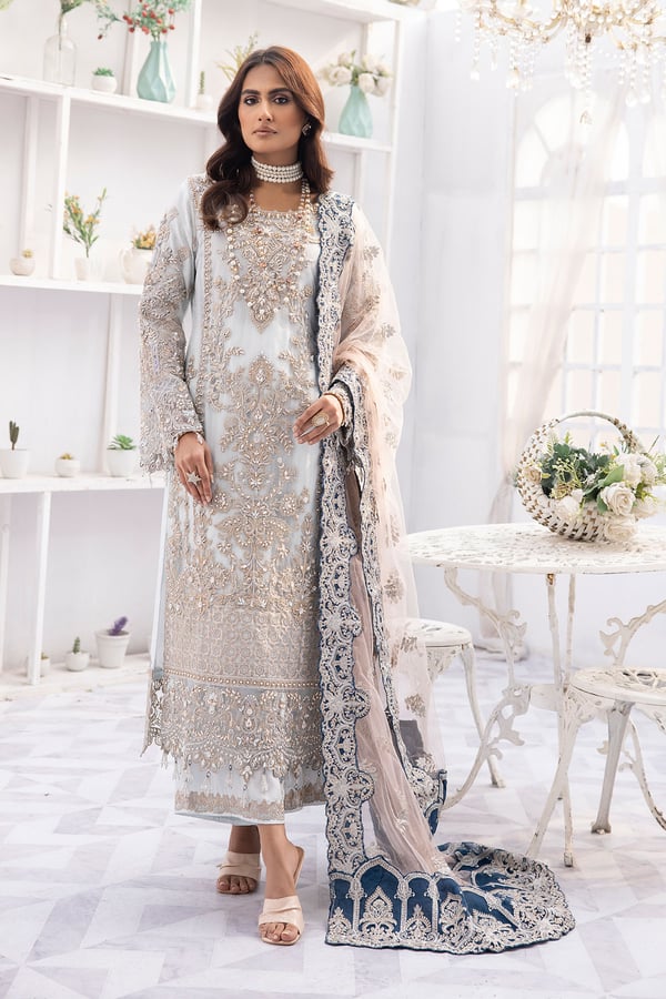 Imrozia luxury embroidered 3 piece suit - Mint, Large