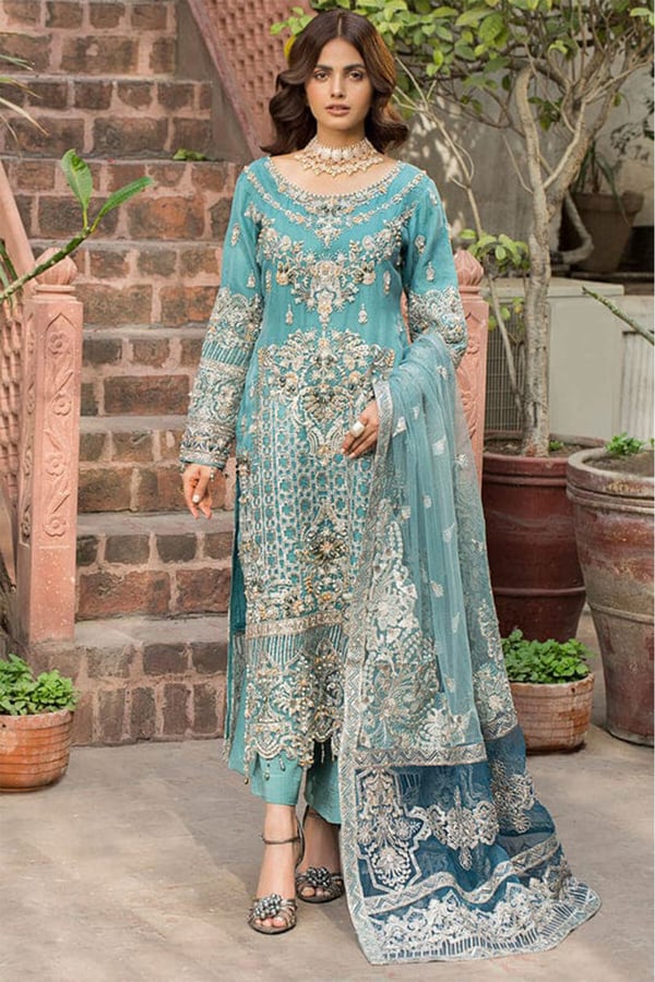 Imrozia 3 piece luxury embroidered suit - SEAGRE, Large