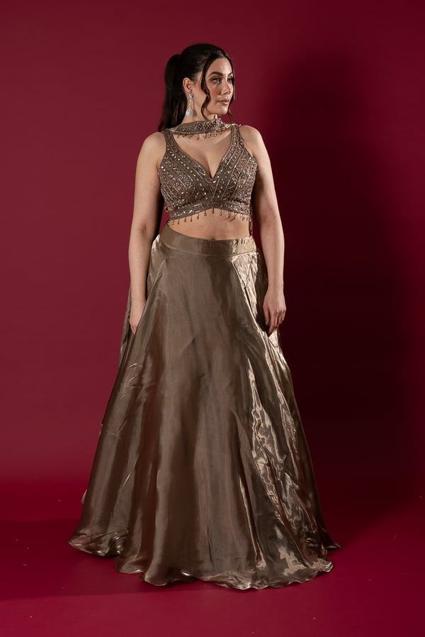 Shiffonz 3 piece embroidered lengha choli