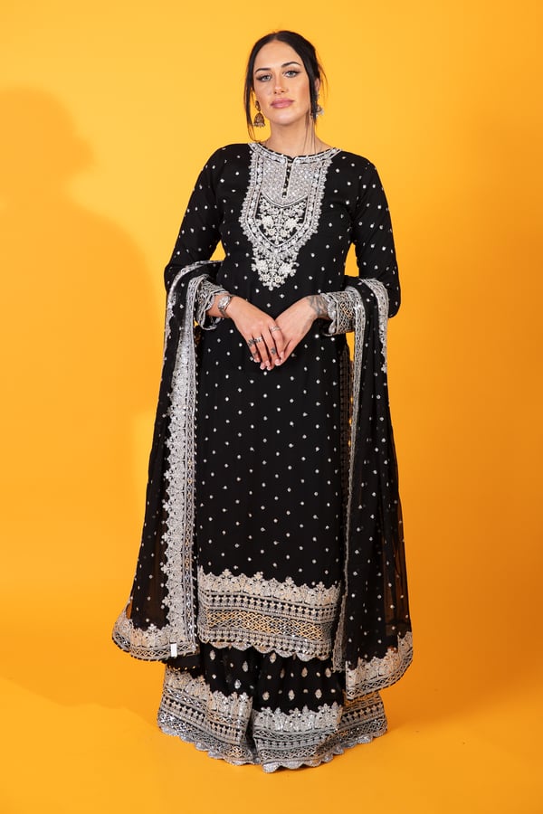 Maria b luxury embroidered plazo suit