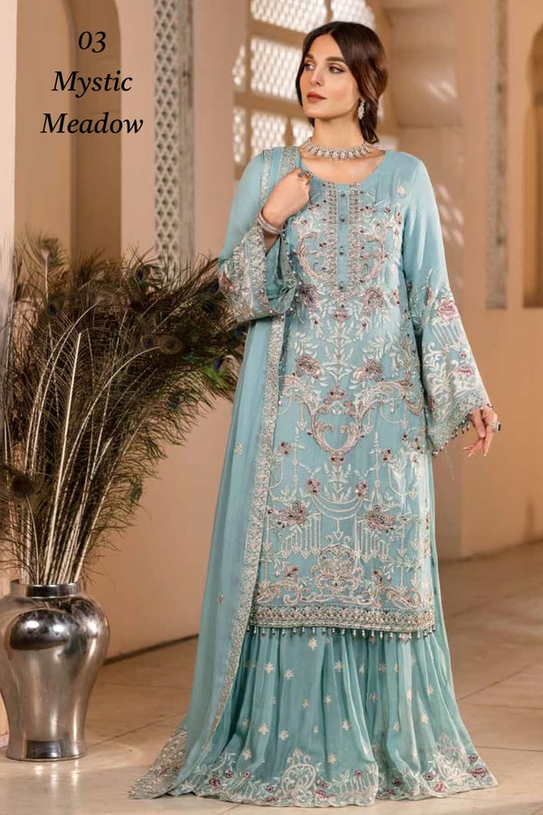 Dastaan by Shiffonz 3 piece mystic meadow suit