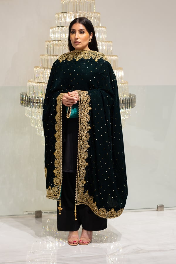 Luxury embroidered velvet shawl