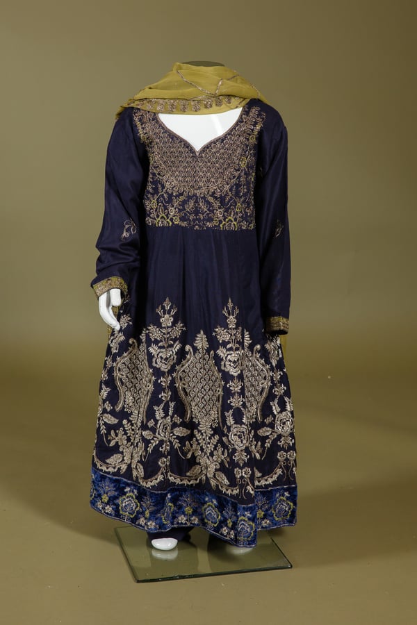 Aleena 3 piece kids embroidered peplum dress - Navy, 36