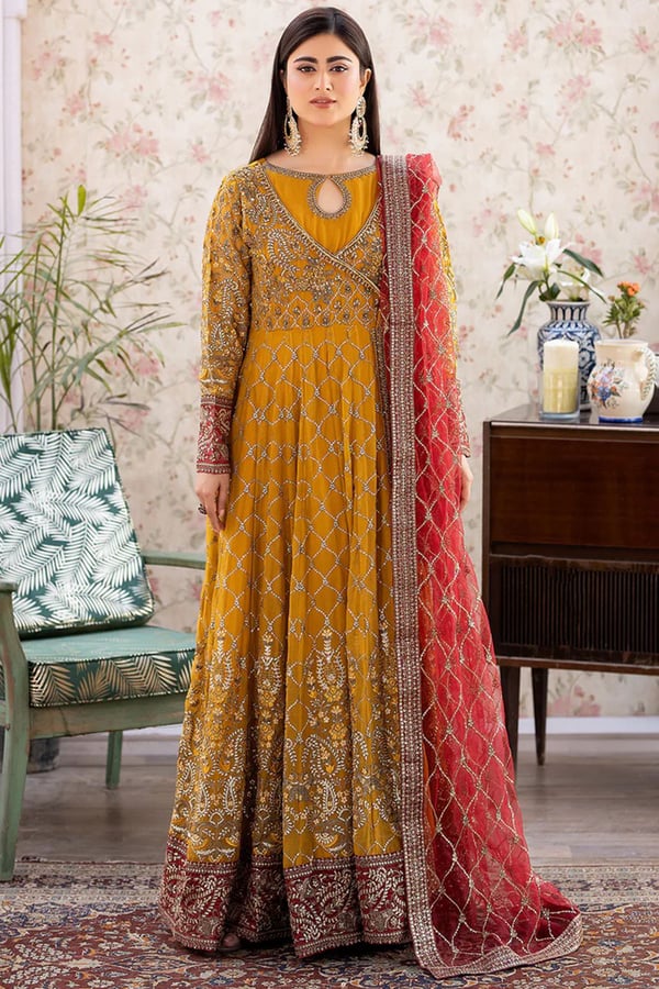 Shahjahan 3 piece embroidered long dress