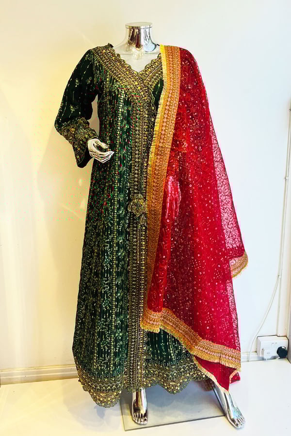 Allura mehndi 3 piece angrakha style maxi dress - Image 2