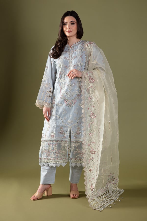 Qalamkaar 3 piece chikankari suit