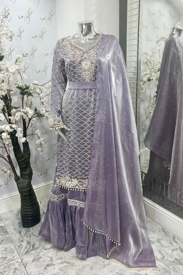 Shiffonz 3 piece partywear embroidered lengha suit - LPURPL, 10