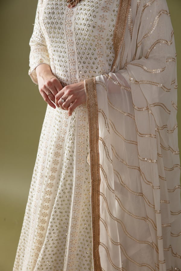 3 Piece Chikankari embroidered lengha choli - Image 7