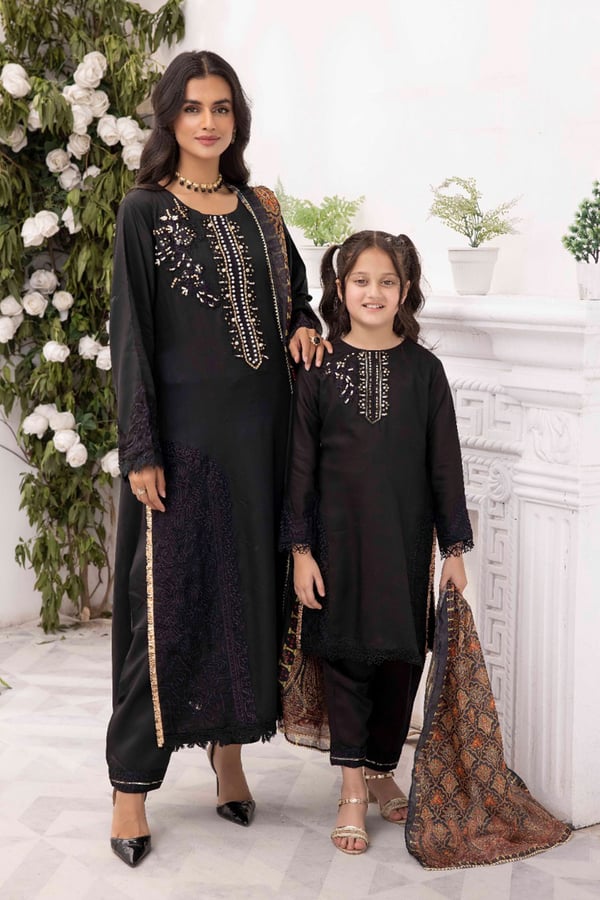 Nakhra 3 piece kids mother and daughter collection - Black, 36