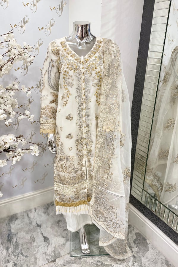 3 Piece organza embroidered suit