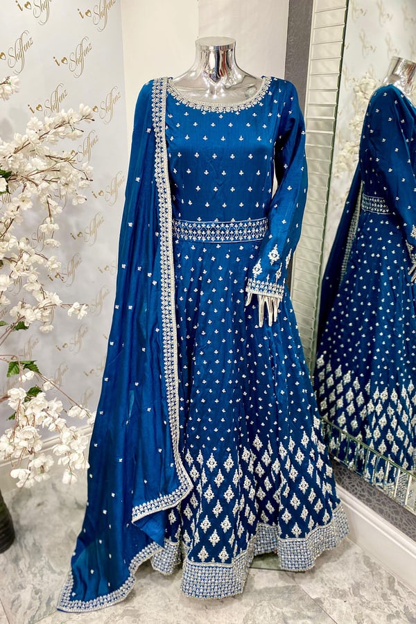 Shiffonz raw silk luxury embroidered gown