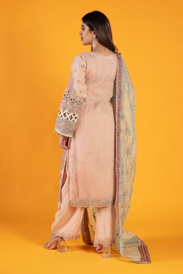 3 Piece cut work embroidered suit - Image 3