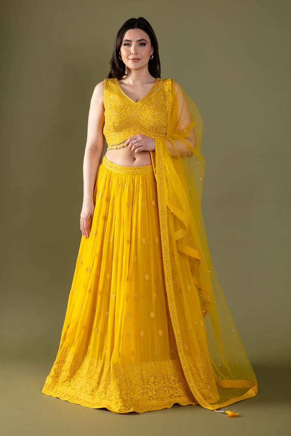 Shiffonz embroidered 3 piece lengha choli