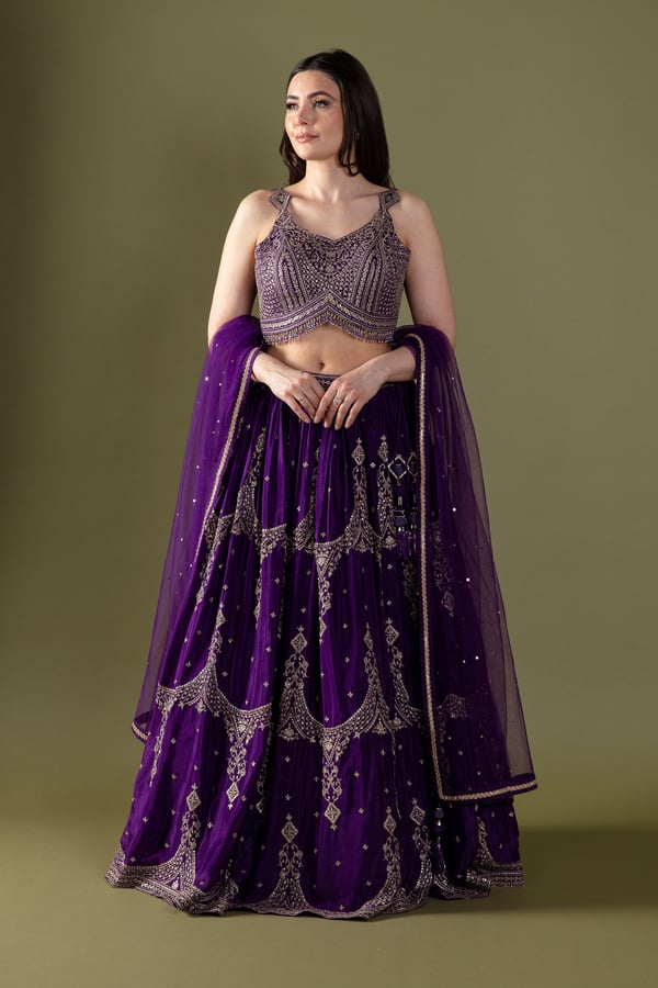 Shiffonz 3 piece chiffon luxury embroidered lengha choli