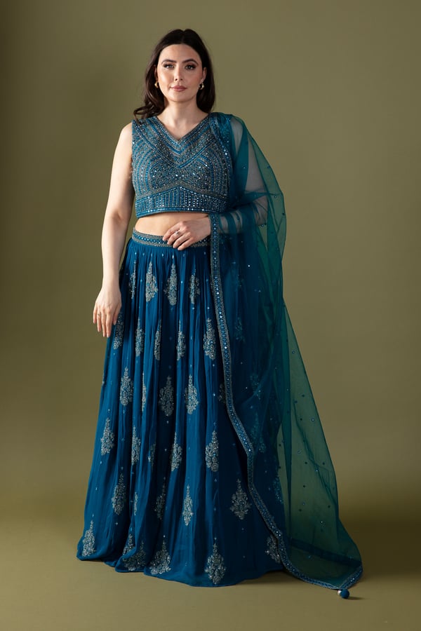 Shiffonz 3 piece luxury embroidered chiffon lengha choli