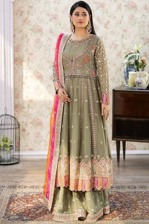 Shahjahan luxury collection 3 piece embroidered gharara suit
