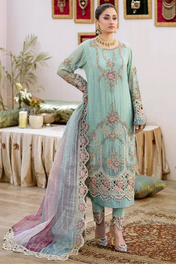 Shahjahan luxury collection 3 piece embroidered suit