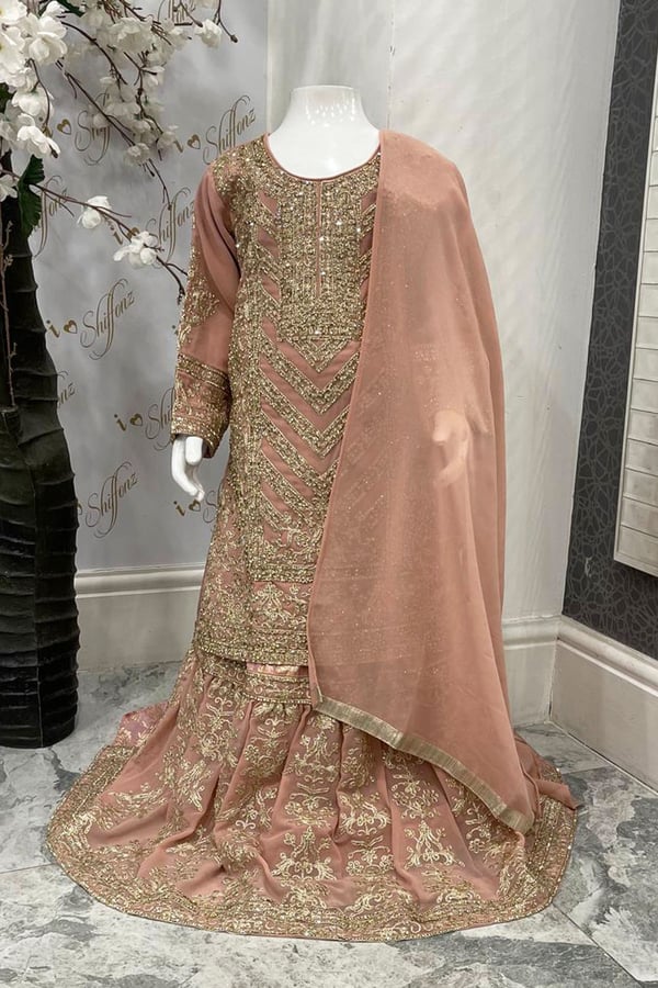 3 Piece kids luxury embroidered lengha suit