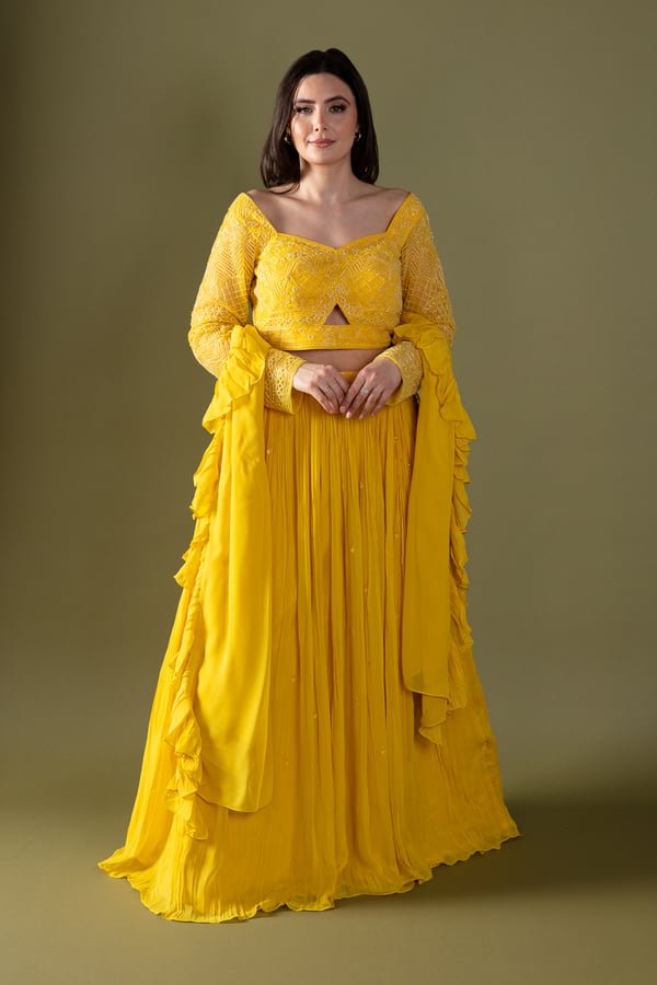 Shiffonz 3 piece motif embroidered lengha choli