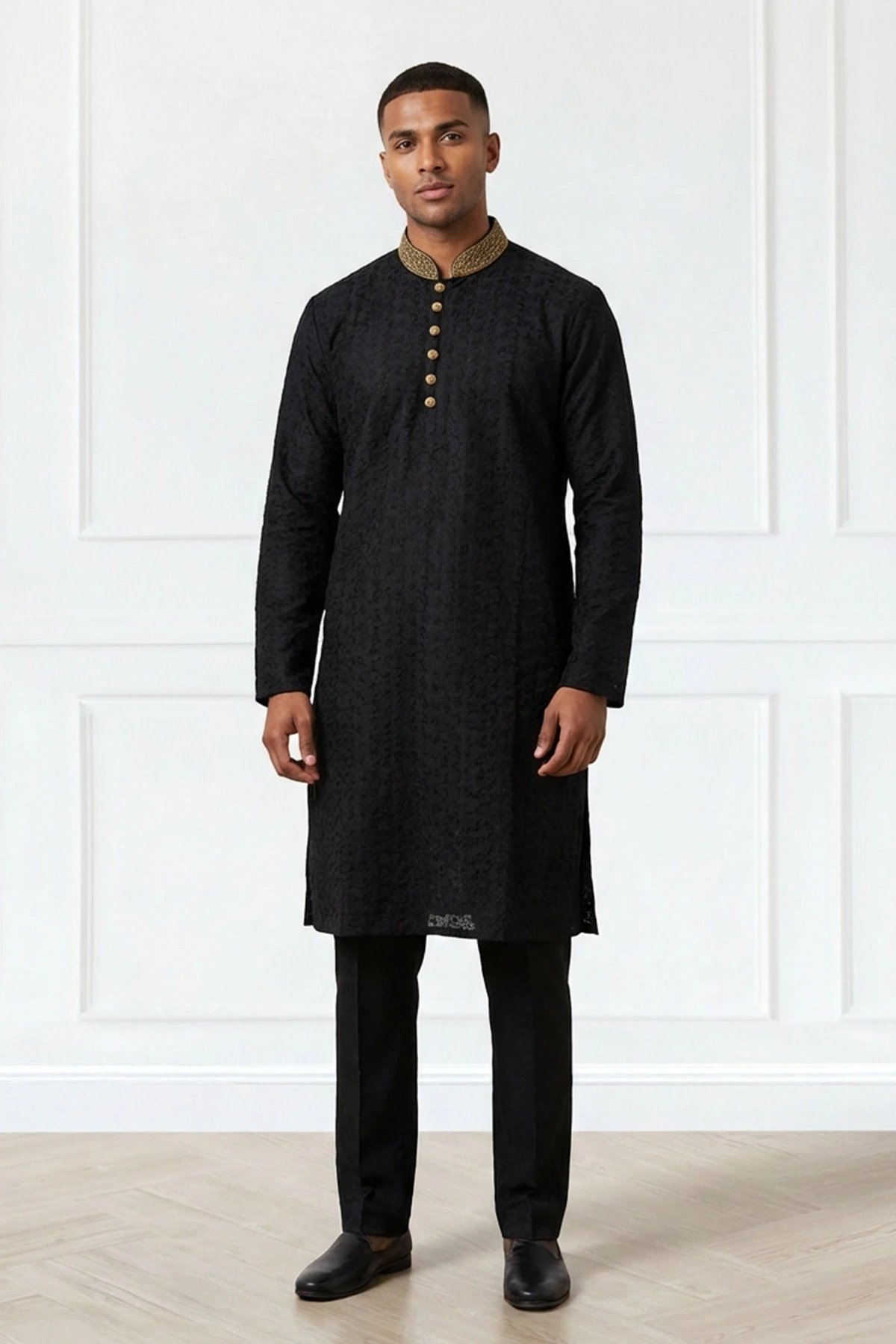 Men's embroidered chikan kari kurta set