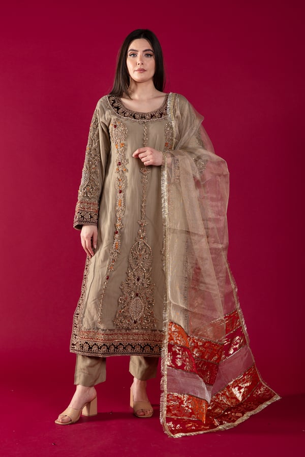 Valeria 3 piece luxury embroidered suit