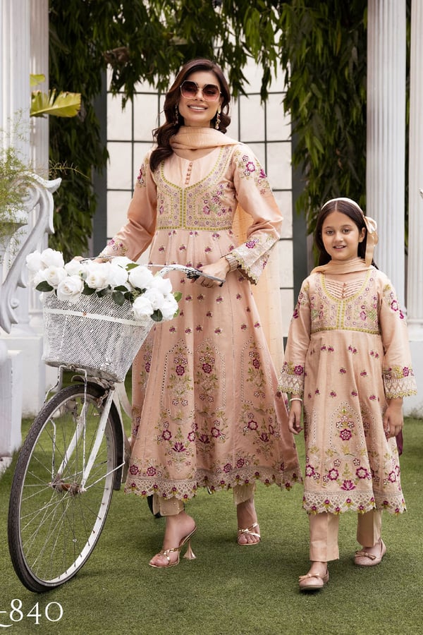 3 Piece jacquard lawn mother and daughter kids collection