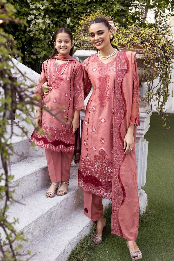 3 Piece jacquard lawn mother and daughter kids collection
