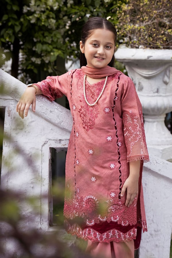 3 Piece jacquard lawn mother and daughter kids collection - Image 2