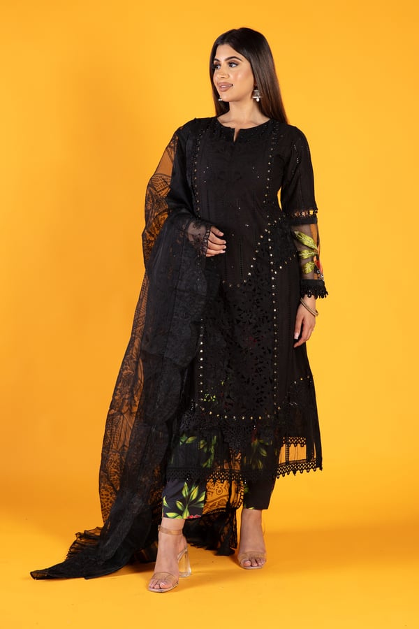 Shiffonz 3 piece embroidered casual suit