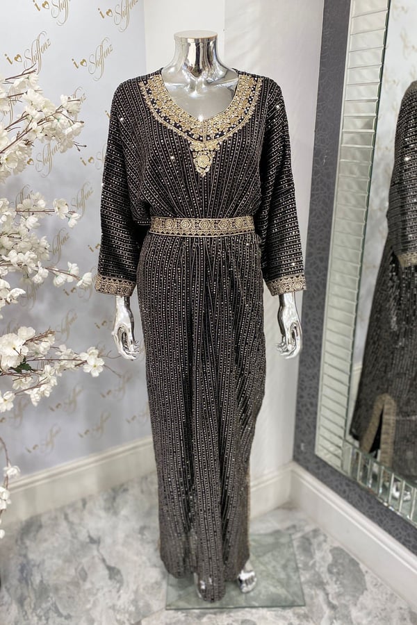 2 Piece luxury embroidered kaftan with belt - Image 2