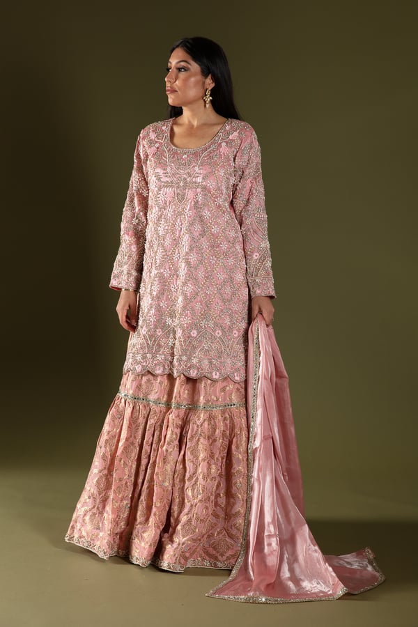 Shiffonz 3 piece raw silk embroidered lengha suit - Image 2