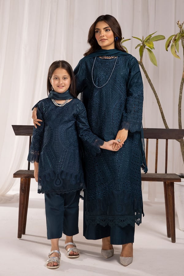 Maria b Emine lawn collection embroidered kids suit - Teal, 22