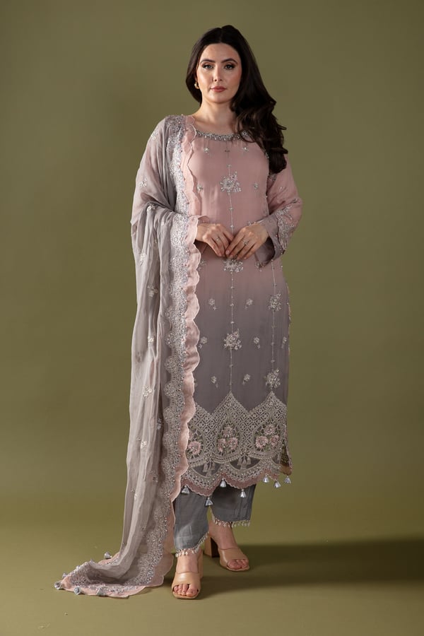 Maria B 3 piece chiffon embroidered suit