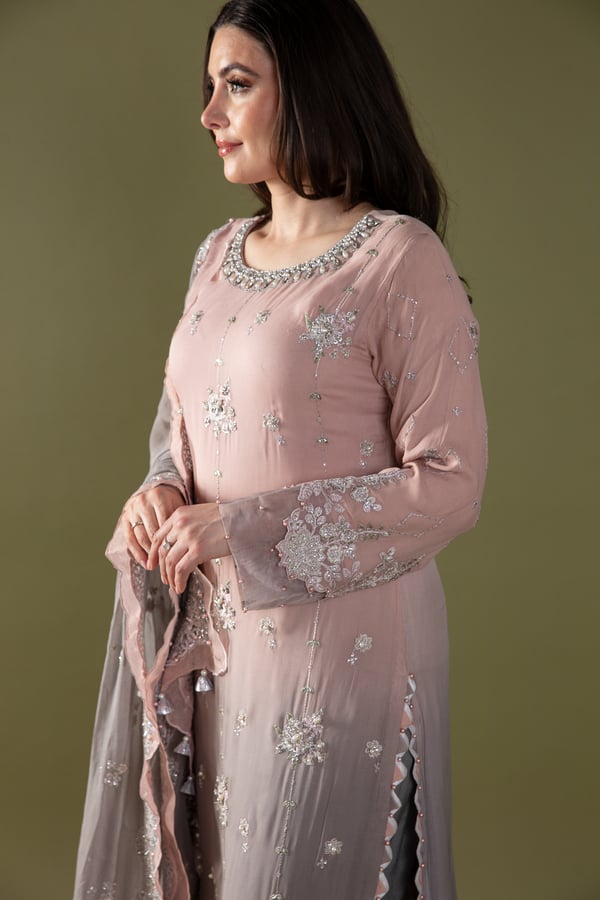 Maria B 3 piece chiffon embroidered suit - Image 4