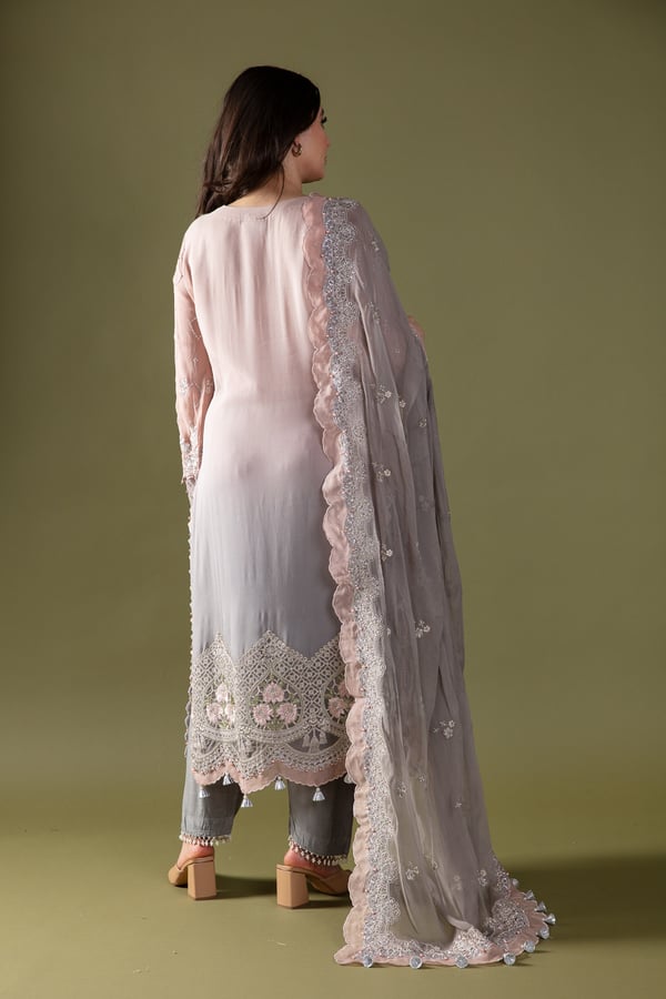 Maria B 3 piece chiffon embroidered suit - Image 3