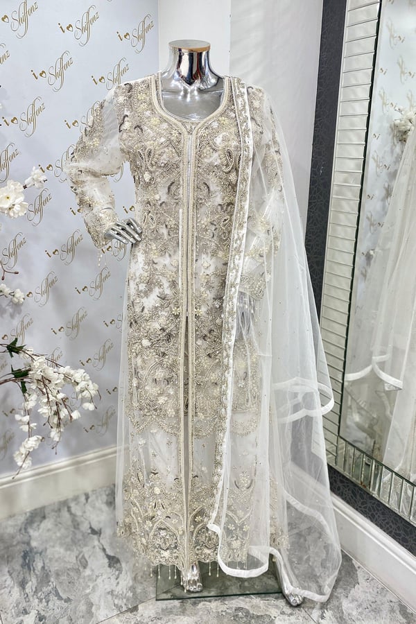 Shiffonz 3 piece embroidered jacket style suit